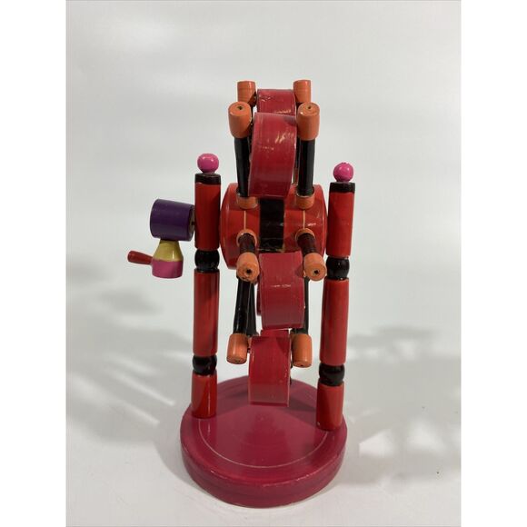 Vintage OOAK Wood Toy Ferris Wheel Hand Crank Japan? Swining Cars w/ people 8.5” - Picture 4 of 6